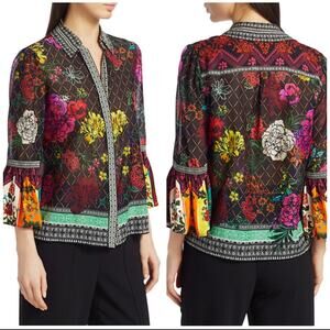 Alice + Olivia Colorful Floral Blouse